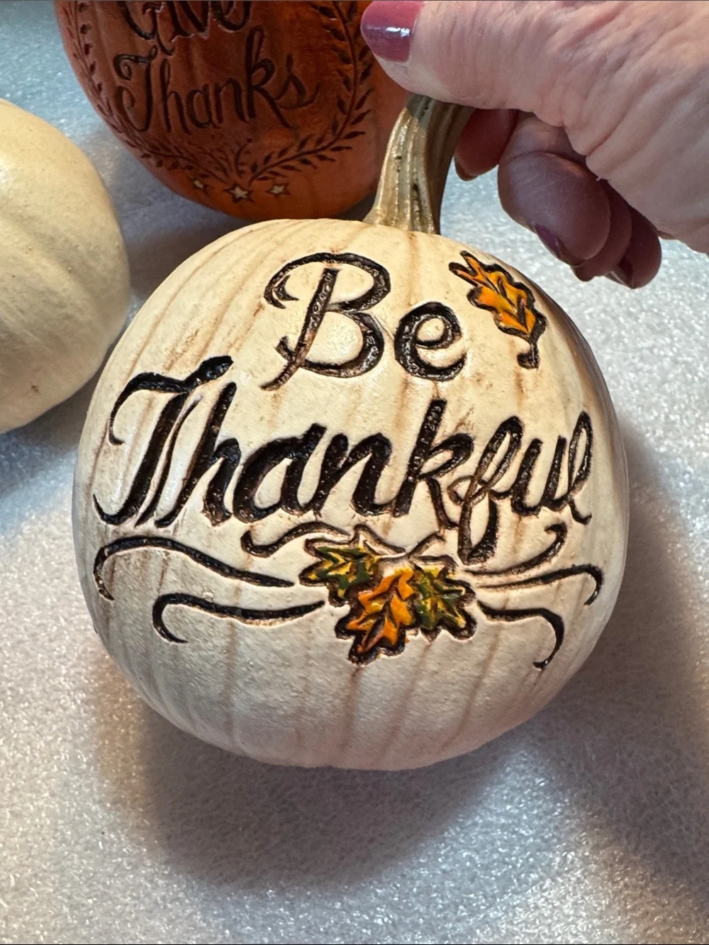 Thanksgiving Decorative Pumpkin Set — Orange & White Seasonal Accents